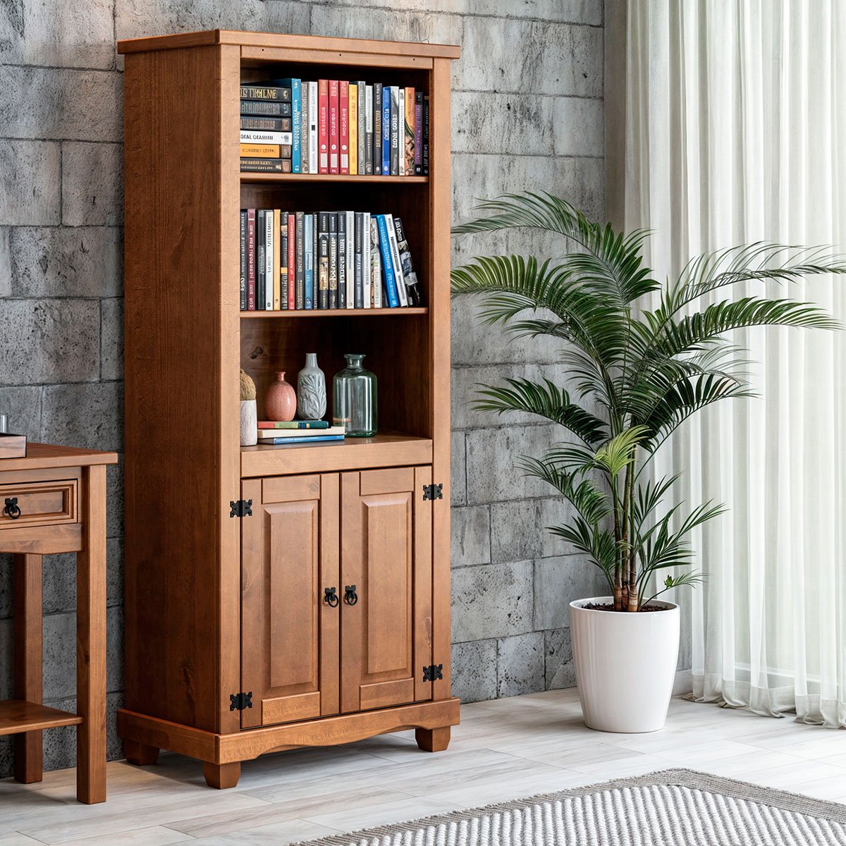 Estante Livreiro 2 Portas 100% Madeira Imperial Imbuia Fosco
