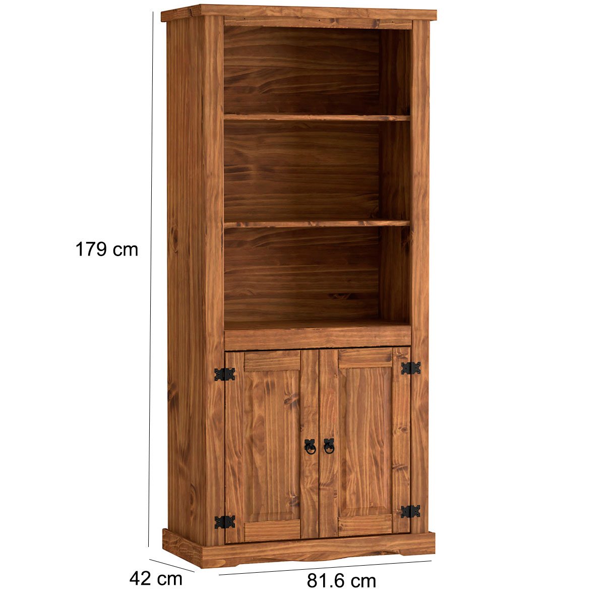 Estante Livreiro 2 Portas 100% Madeira Rustic Line Cera