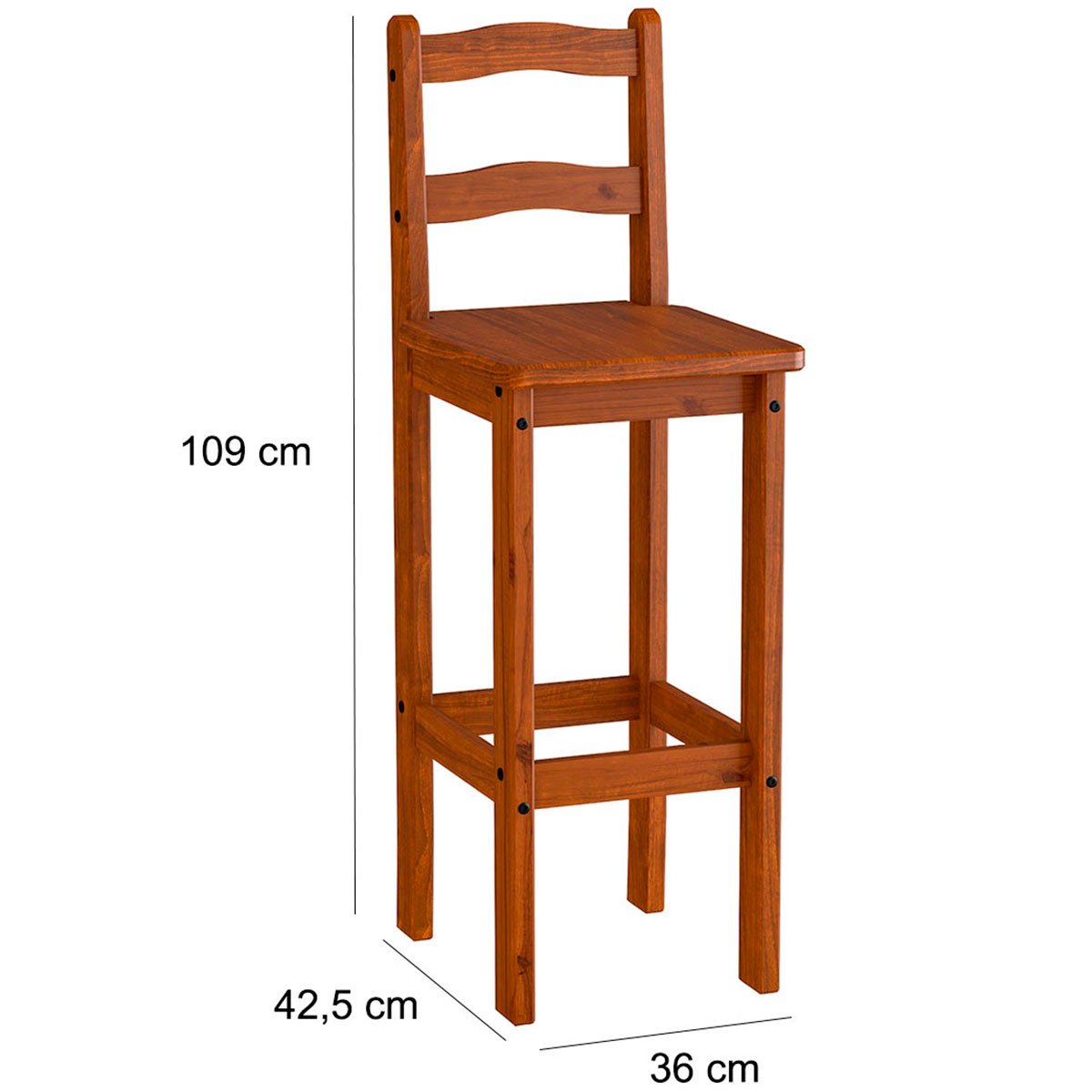 Kit 2 Banquetas para Bancada Madeira Maciça Imperial Imbuia Fosco