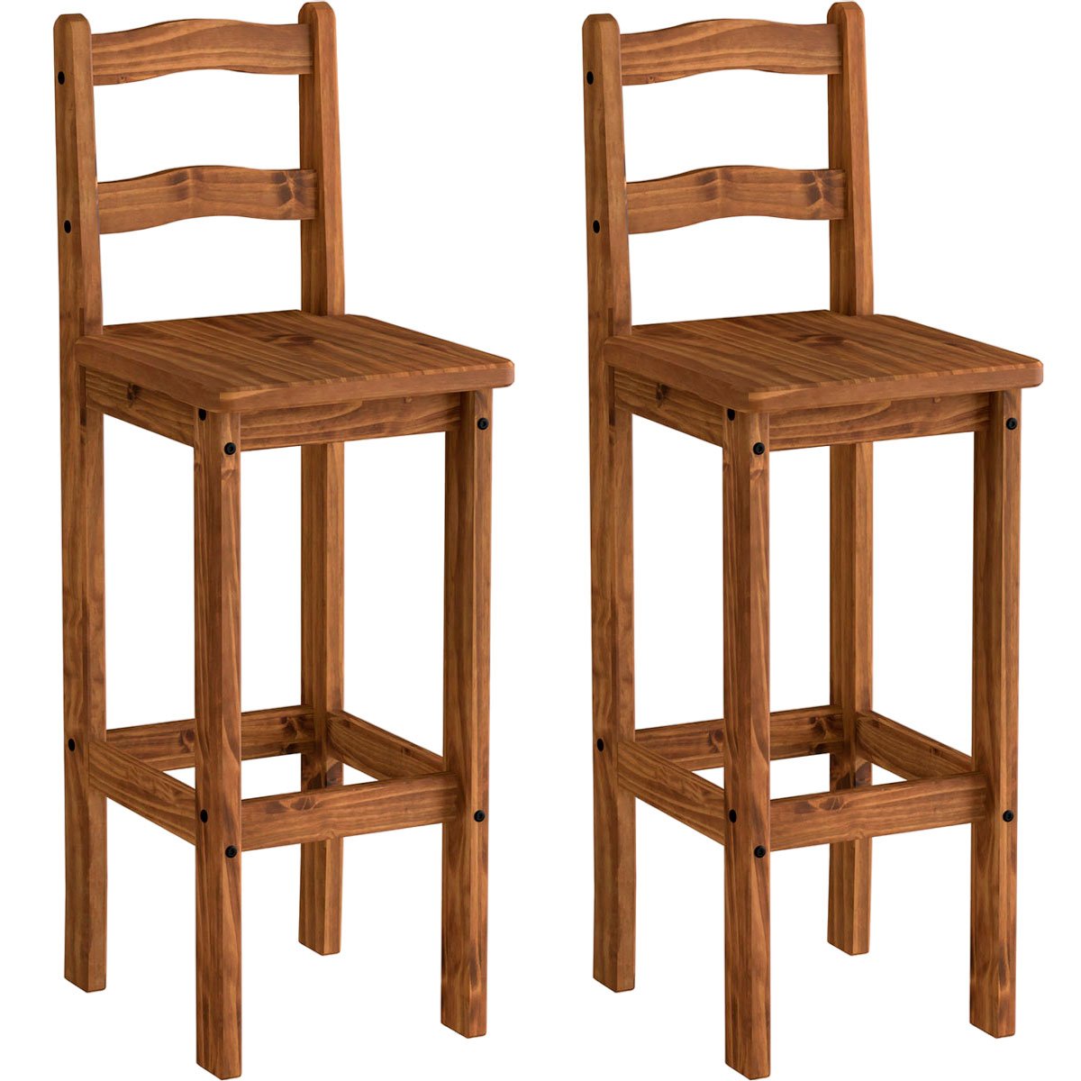 Kit 2 Banquetas para Bancada Madeira Maciça Rustic Line Cera