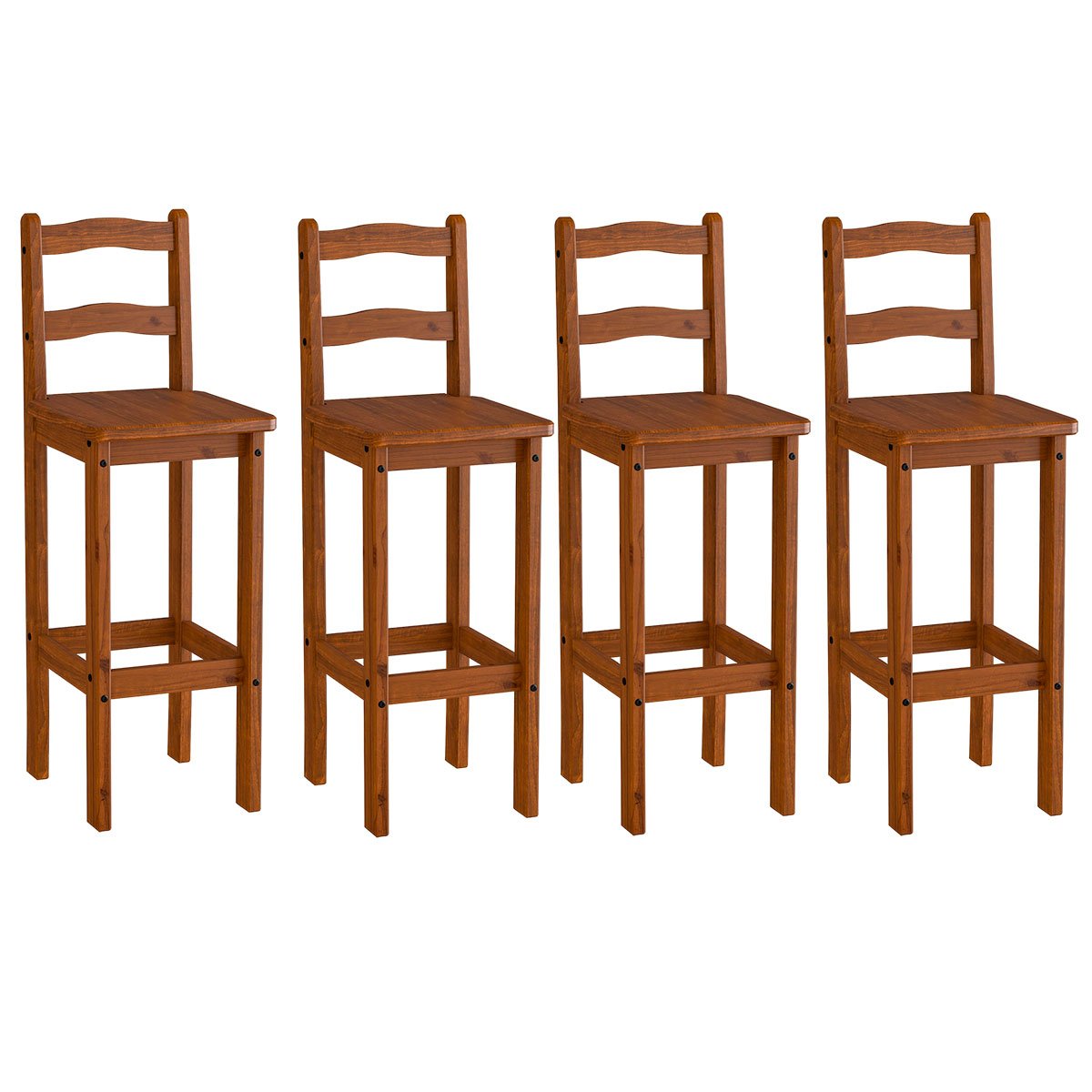 Kit 4 Banquetas para Bancada Madeira Maciça Imperial Imbuia Fosco