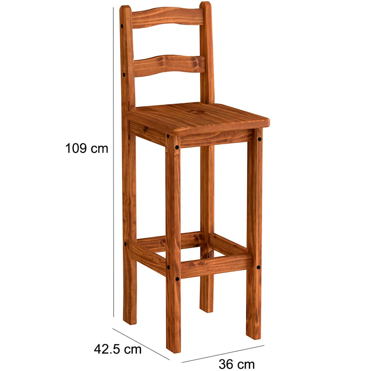 Kit 4 Banquetas para Bancada Madeira Maciça Rustic Line Cera