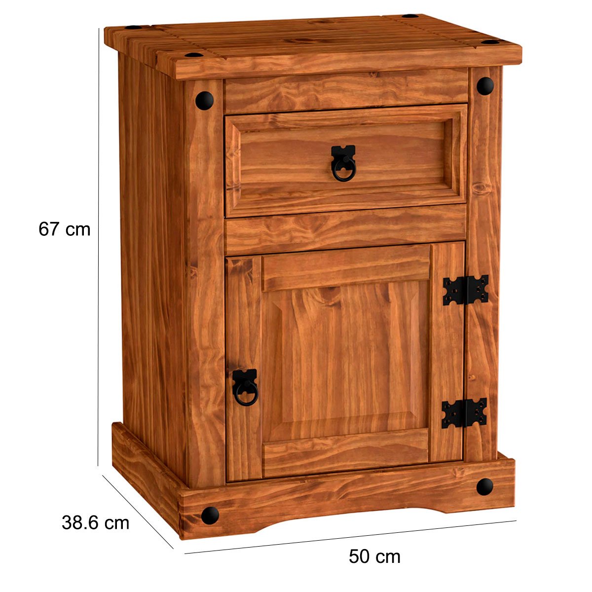 Mesa de Cabeceira 1 Gaveta e 1 Porta Madeira Rustic Line Cera