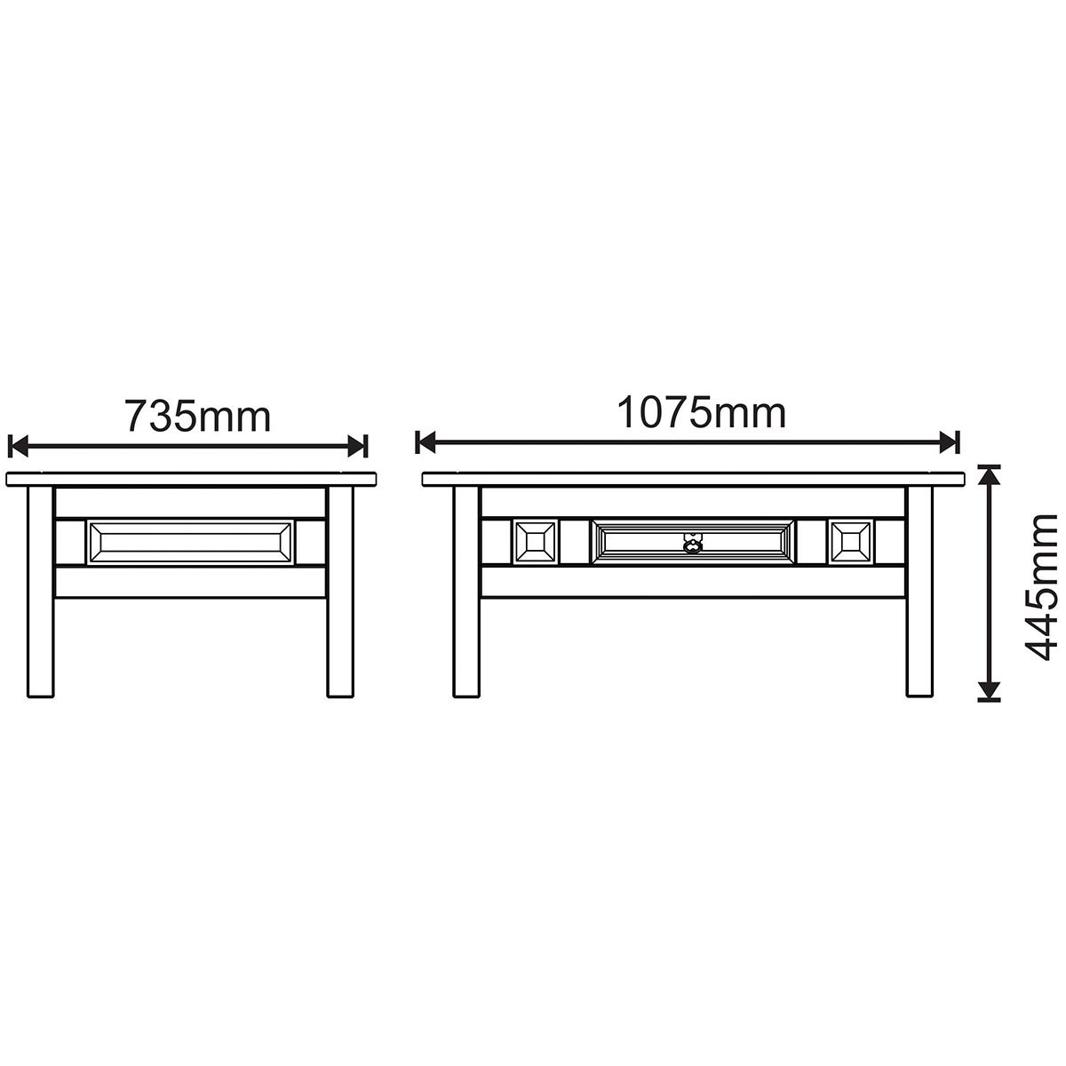Mesa de Centro 1 Gaveta 100% Madeira Maciça Rustic Line Cera