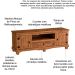 Rack p TV 50 Polegadas 2 Pts c/ Pés 100% Madeira Rustic Line Cera