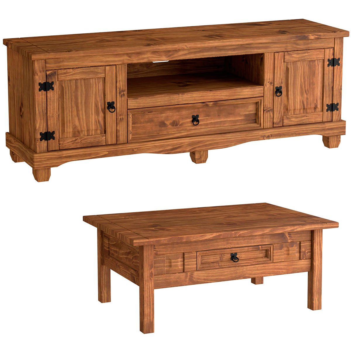 Rack p TV 50 Polegadas c/ Pés e Mesa de Centro Rustic Line Cera
