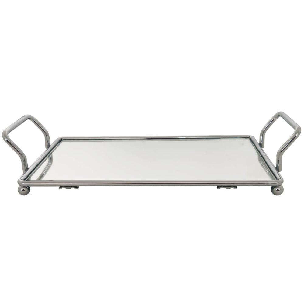 Bandeja Decorativa Espelhada para Aparador Banheiro Bar Perfumes Aço Inox Duler 10,5 x 24cm