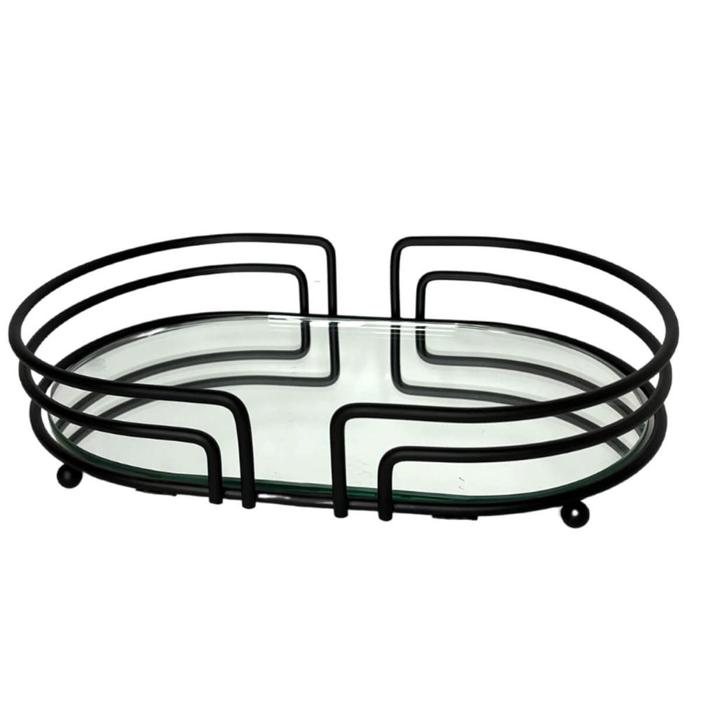Bandeja Espelhada Oval Decorativa 27x17cm Banheiro Aparador