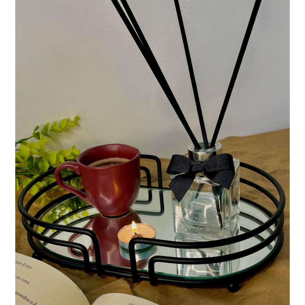 Bandeja Espelhada Oval Decorativa 27x17cm Banheiro Aparador