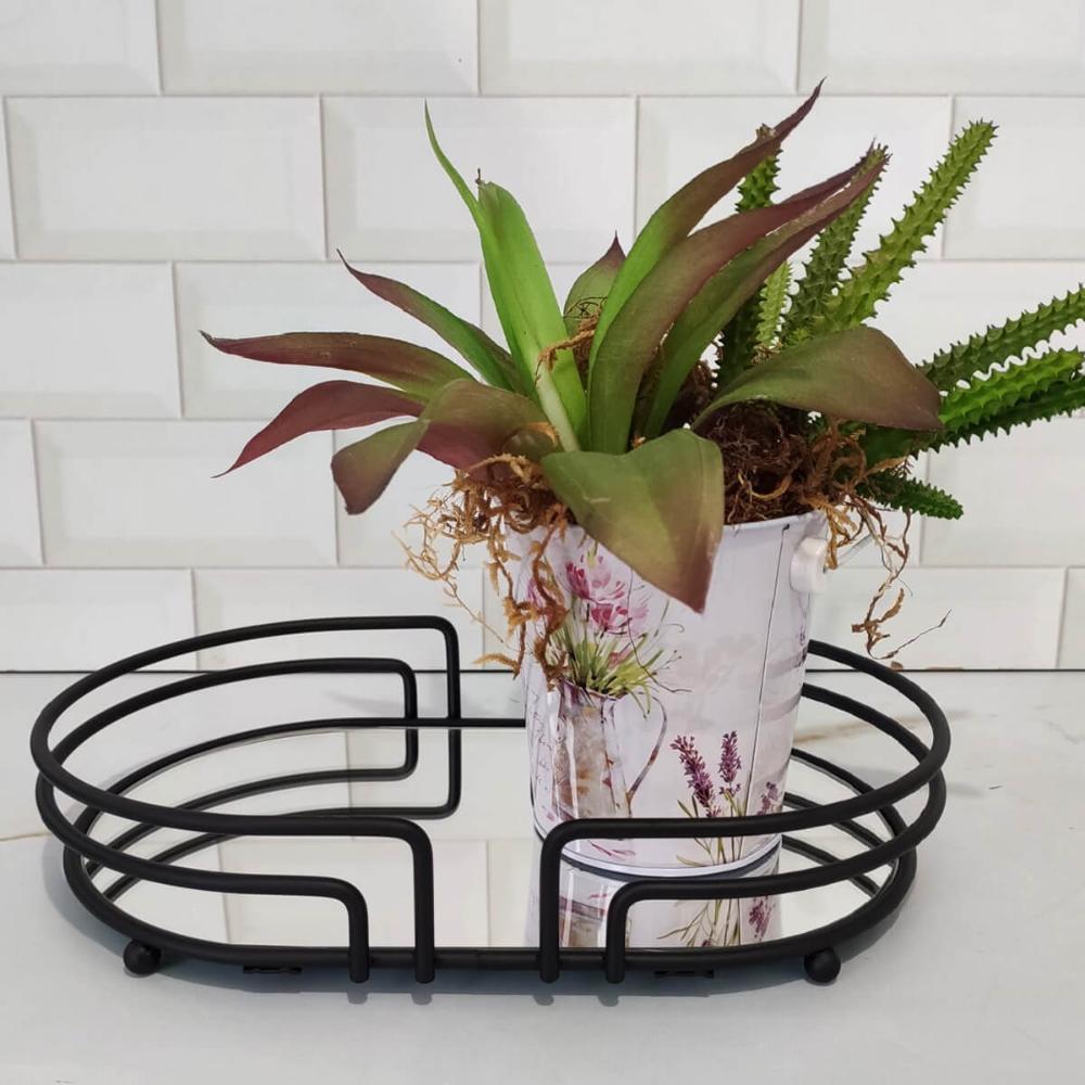 Bandeja Espelhada Oval Decorativa 27x17cm Banheiro Aparador