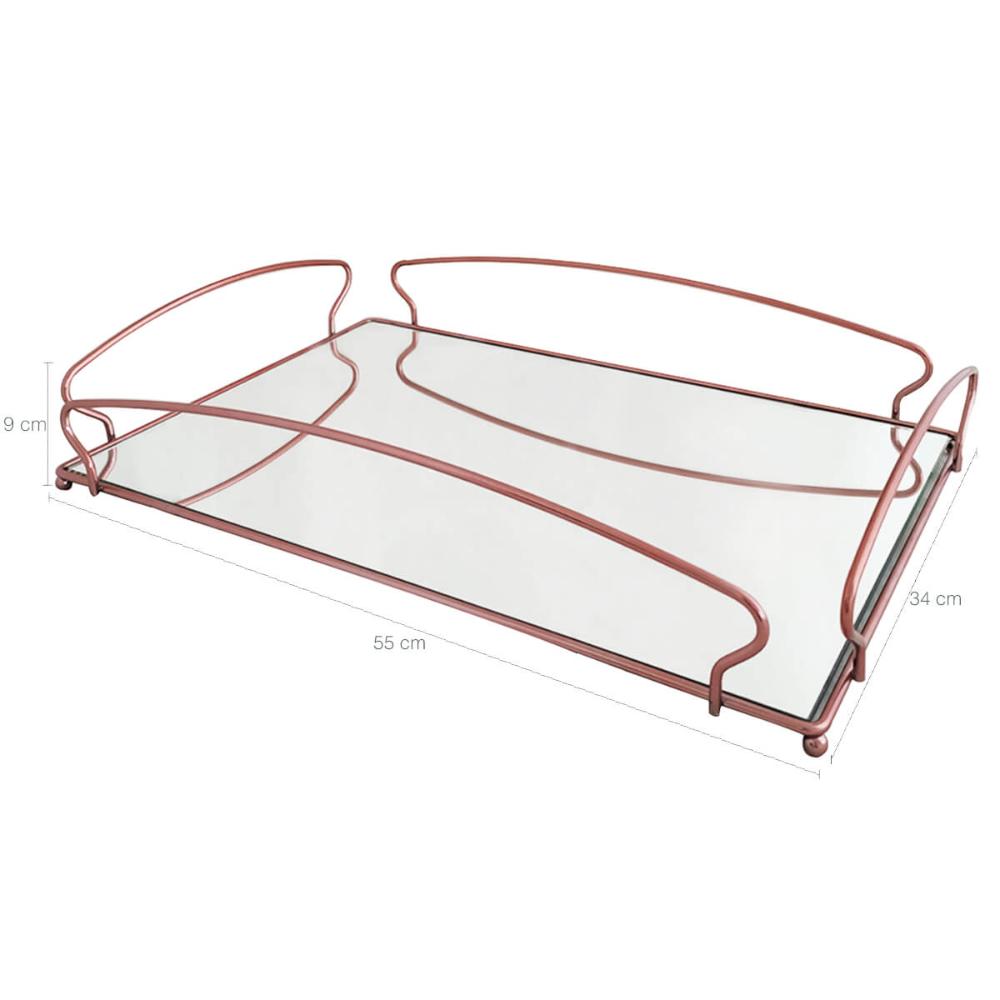 Bandeja Grande para Aparador 55X34cm Espelhada Retangular Du