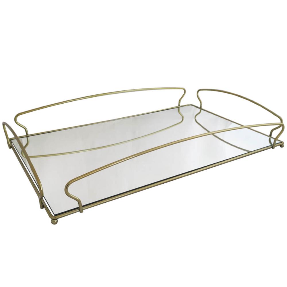 Bandeja Grande para Aparador 55X34cm Espelhada Retangular Du