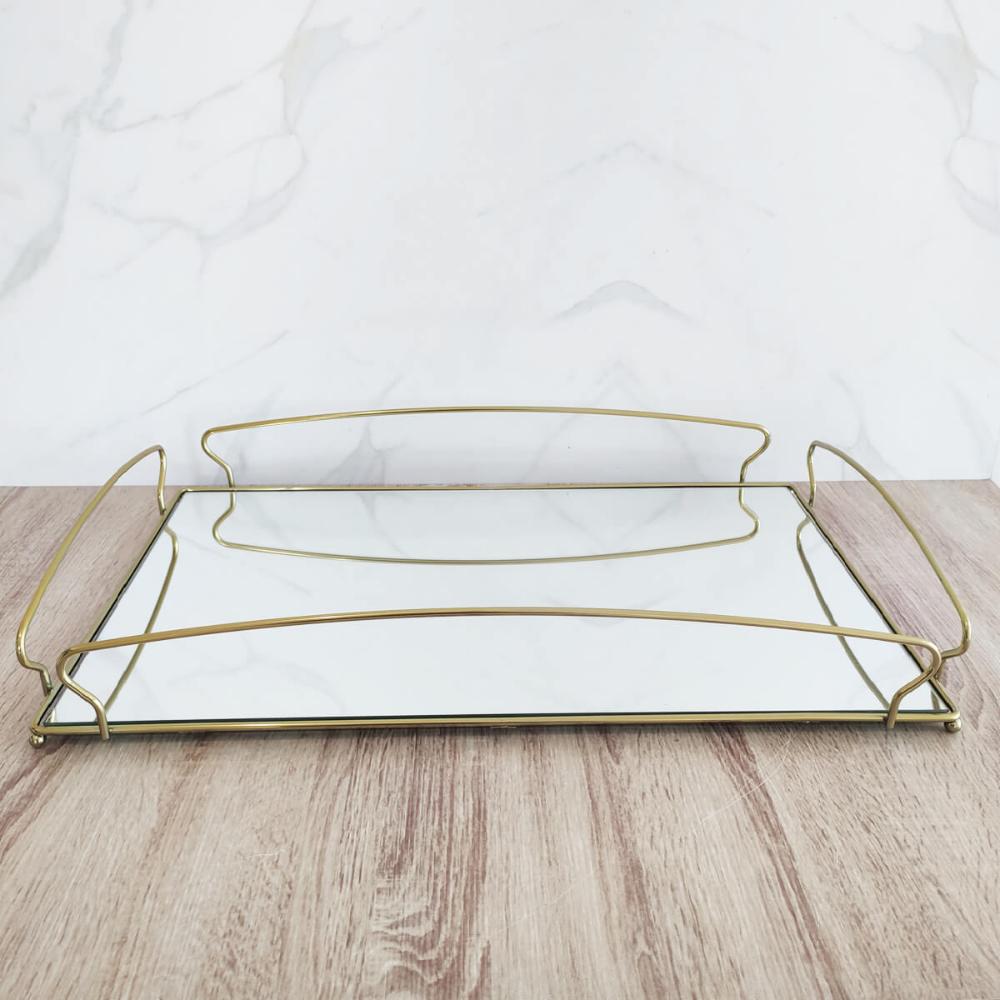 Bandeja Grande para Aparador 55X34cm Espelhada Retangular Du