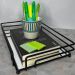 Bandeja Preta Espelhada Decorativa 30x20cm Aparador Banheiro Preto Fosco Retangular