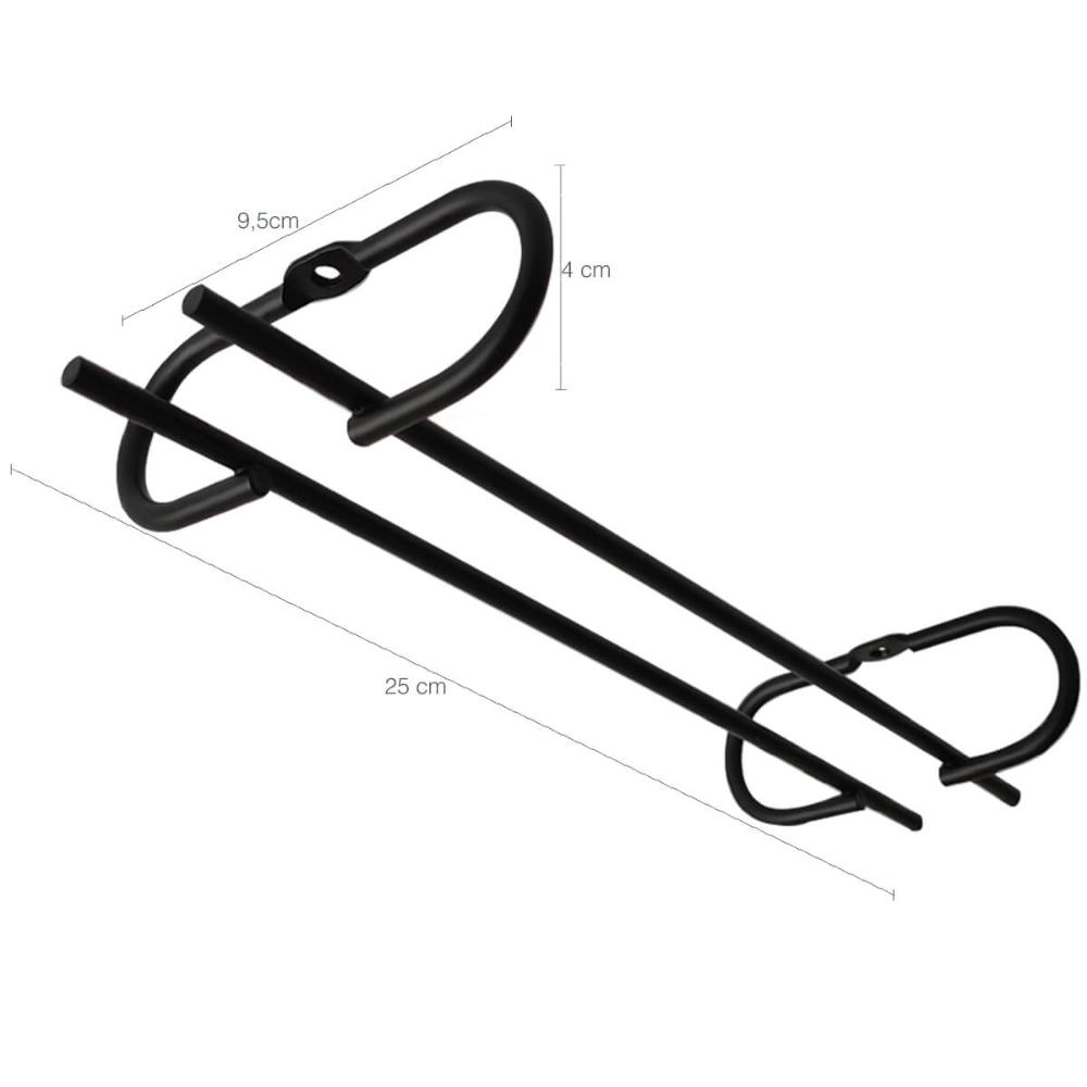 Conjunto 2  Porta Taças de Teto 25cm Suporte para Taças Suspenso Reto Preto Fosco