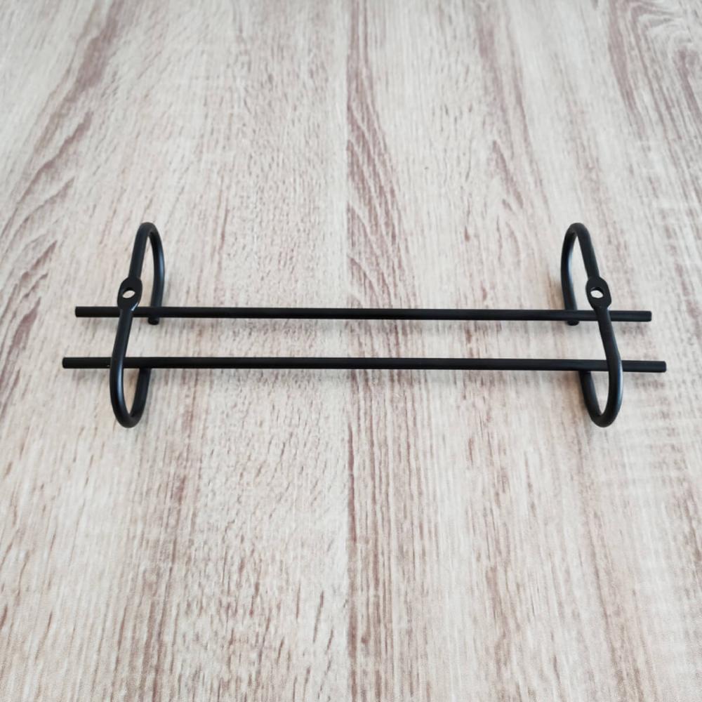 Conjunto 2  Porta Taças de Teto 25cm Suporte para Taças Suspenso Reto Preto Fosco