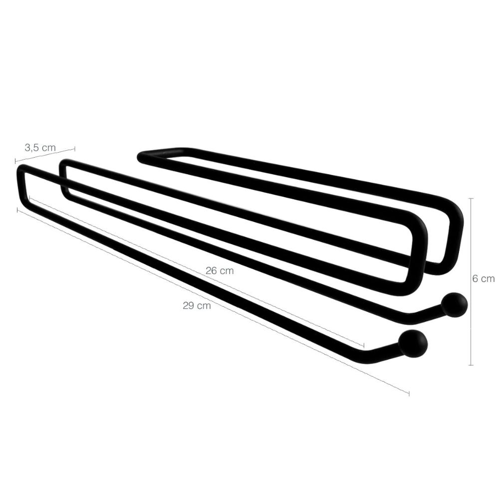 Conjunto 2 Suportes Porta Taças de Encaixe 26cm Organizadores de Armário Preto Fosco