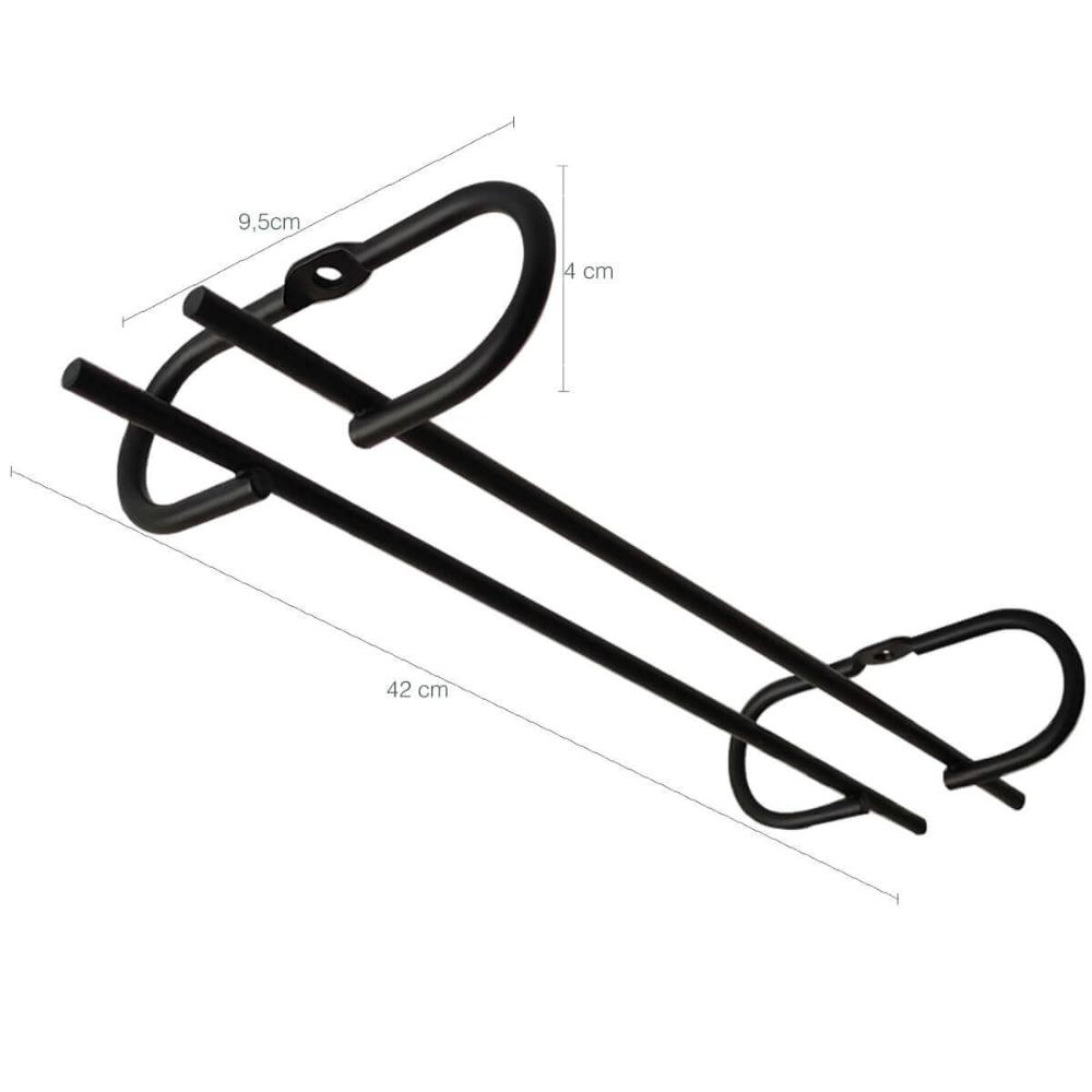 Conjunto 2 peças Suporte Suspenso para Taças Reto 42cm Kit Porta Taças de Teto Preto Fosco