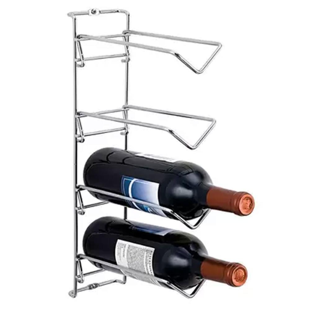 Conjunto Portas Taças 42cm e Suporte Adega de Parede para Garrafa de Vinho Duler Cromado