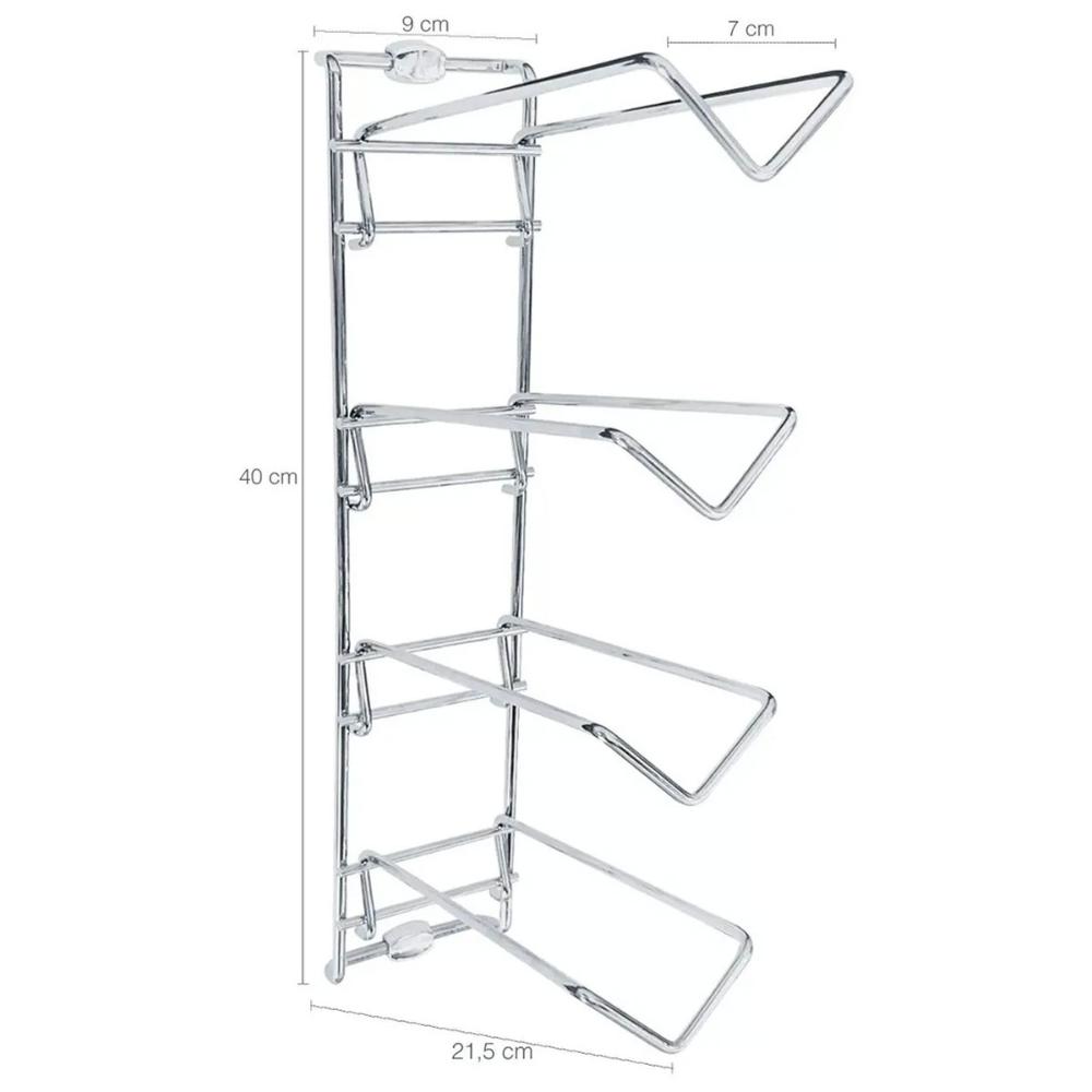 Conjunto de 4 Suportes 25cm para Taças e 2 Adegas de Parede