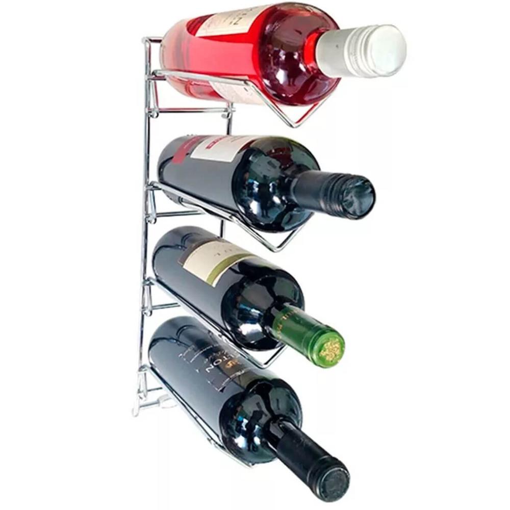 Kit 10 Adegas para Parede Cromado Suporte para 40 Garrafas de Vinho Bar Restaurantes
