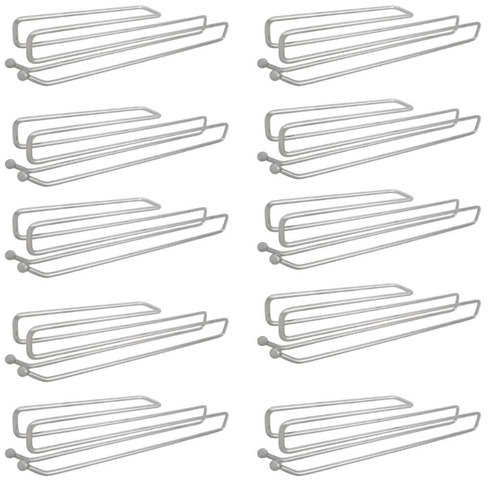 Kit 10 Suportes Porta Taças de Encaixe 2cm Cromado Armário 3