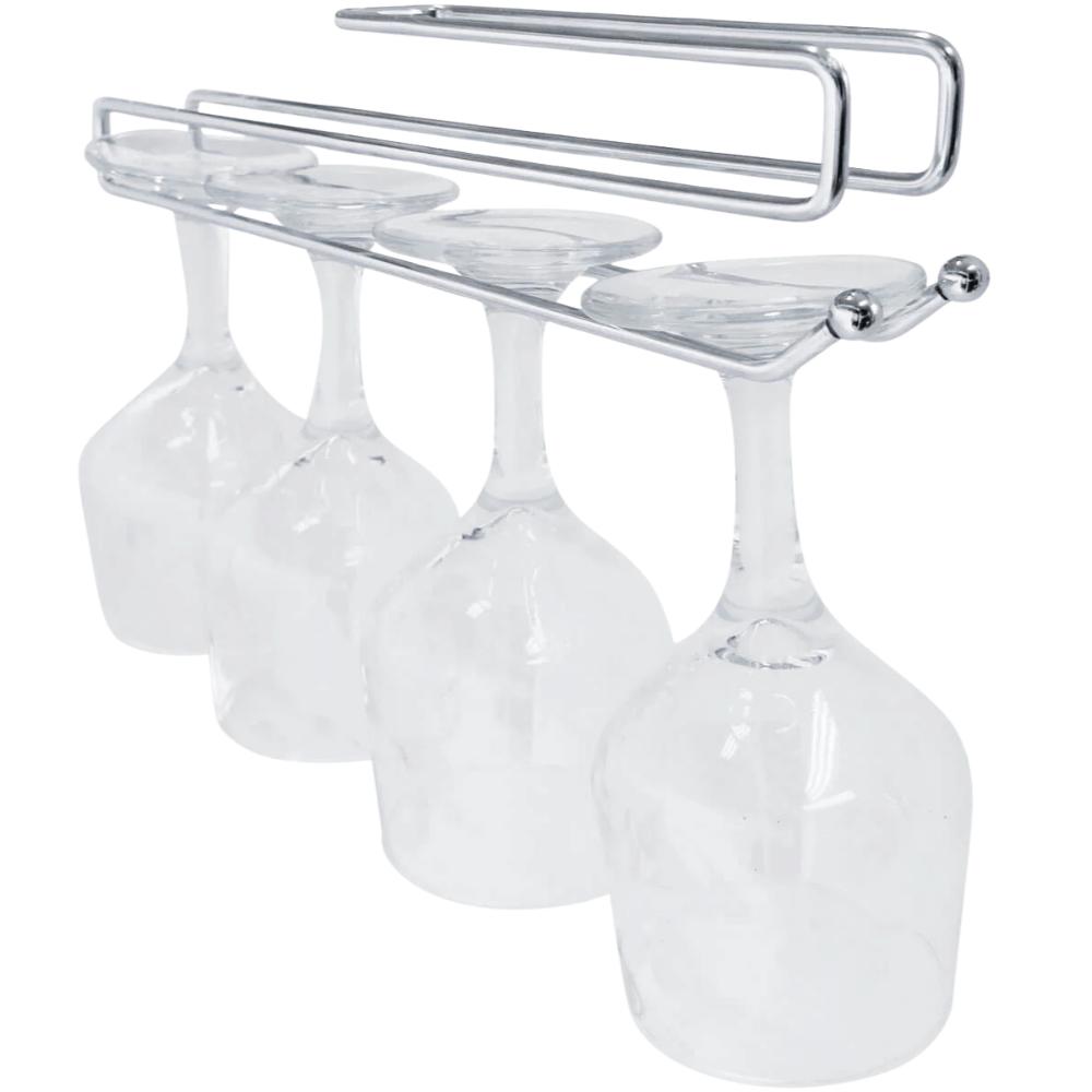 Kit 10 Suportes Porta Taças de Encaixe 2cm Cromado Armário 3