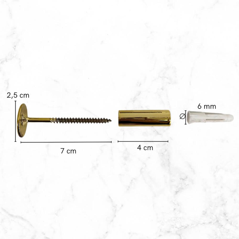 Kit 3 Pinos Metálicos 3cm Dourados Ganchos de Parede Cabideiros Duler Multiuso