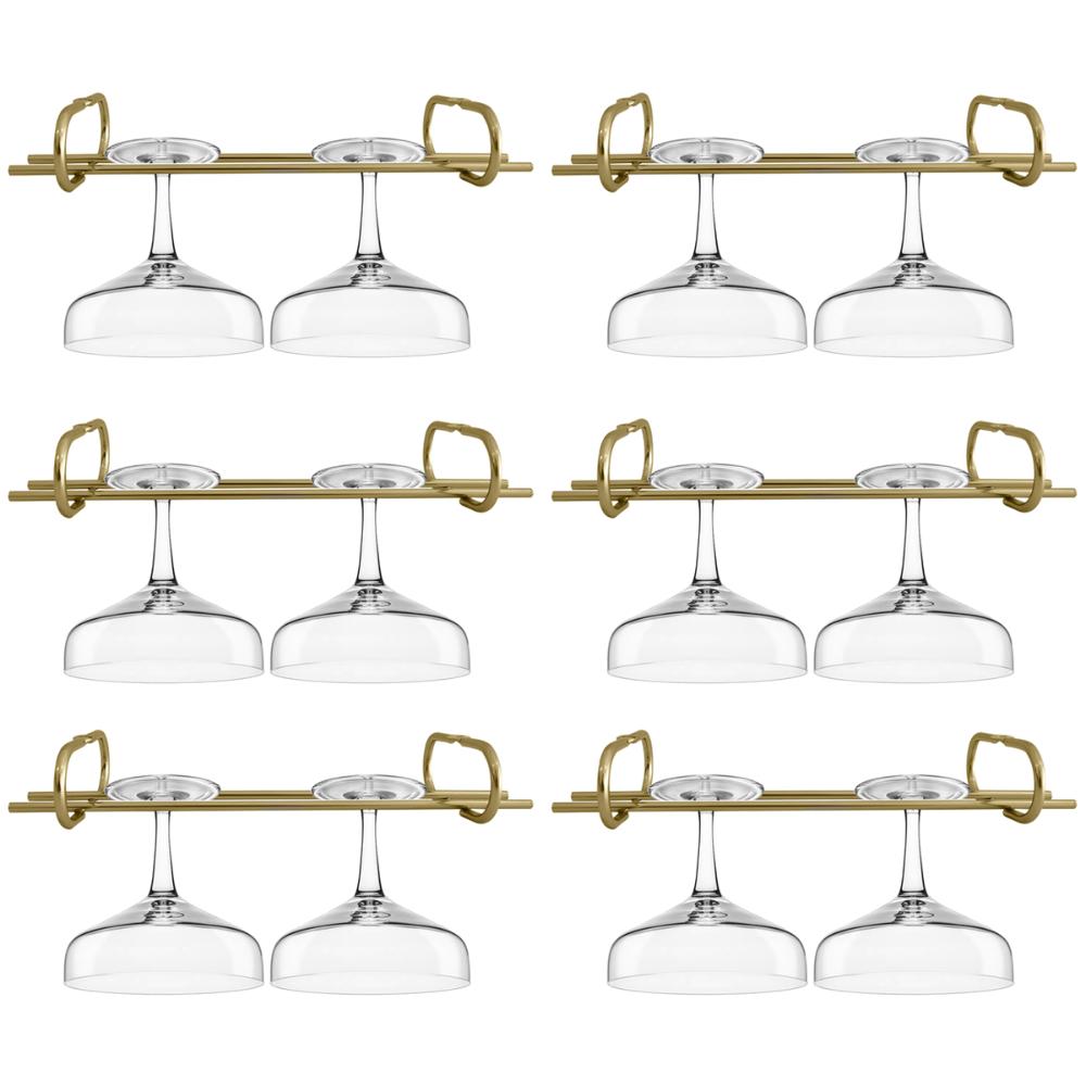 Kit 6 Organizadores Porta Taças 25cm Suportes Para Pendurar Taças Dourado