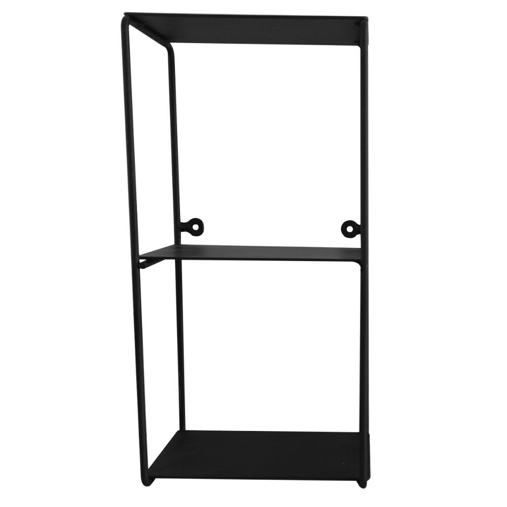 Prateleira Dupla Retangular Nicho Estilo Industrial Decorativo Preto Fosco