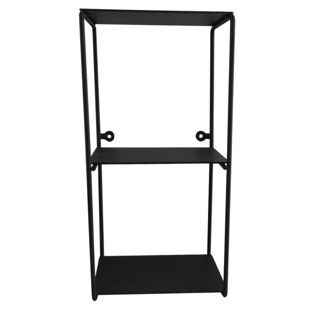 Prateleira Dupla Retangular Nicho Estilo Industrial Decorativo Preto Fosco