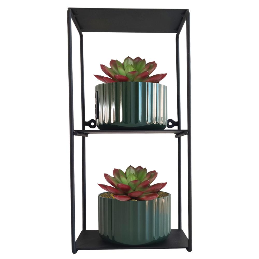 Prateleira Dupla Retangular Nicho Estilo Industrial Decorativo Preto Fosco