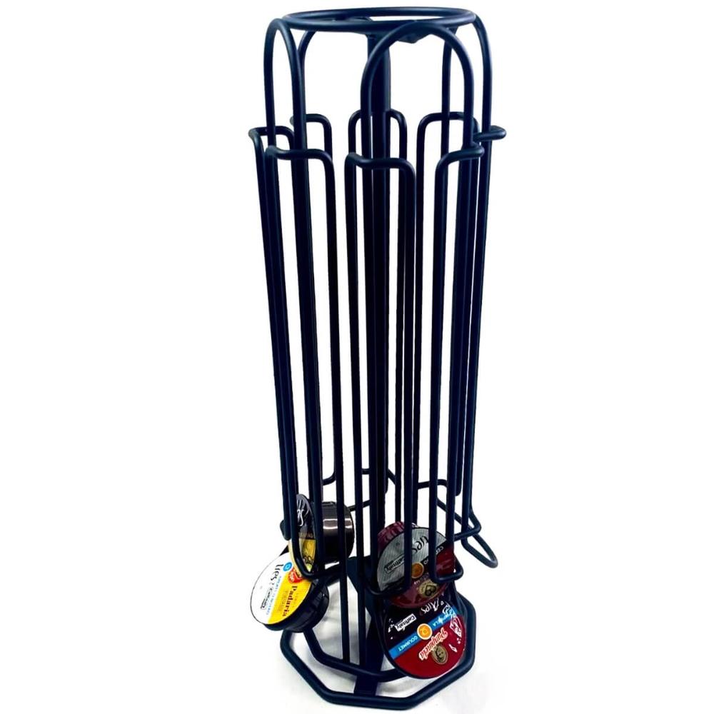 Suporte Giratório Porta 28 Cápsulas de Café Três Corações 15x35cm Aço Preto Organizador Bancada