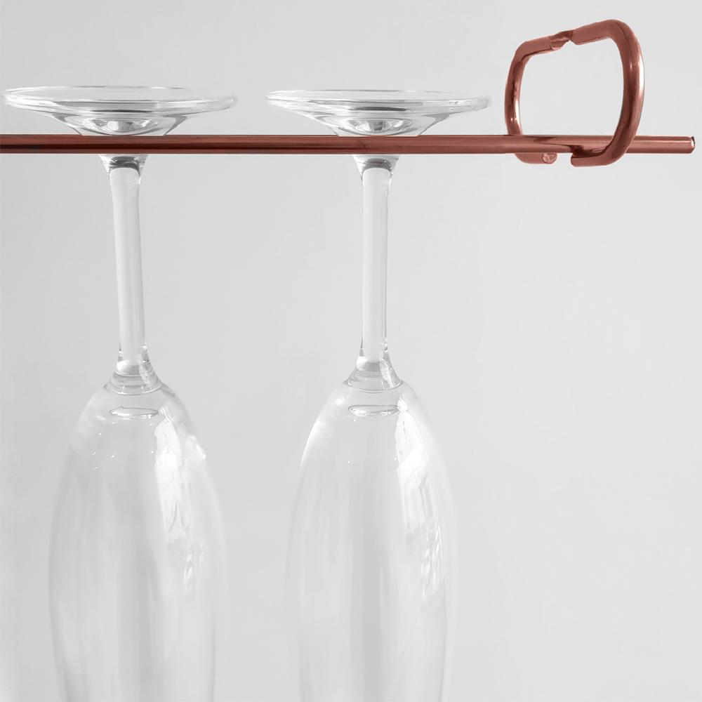 Suporte Porta Taças Reto 25cm Organizador De Taças Suspenso Rose Gold