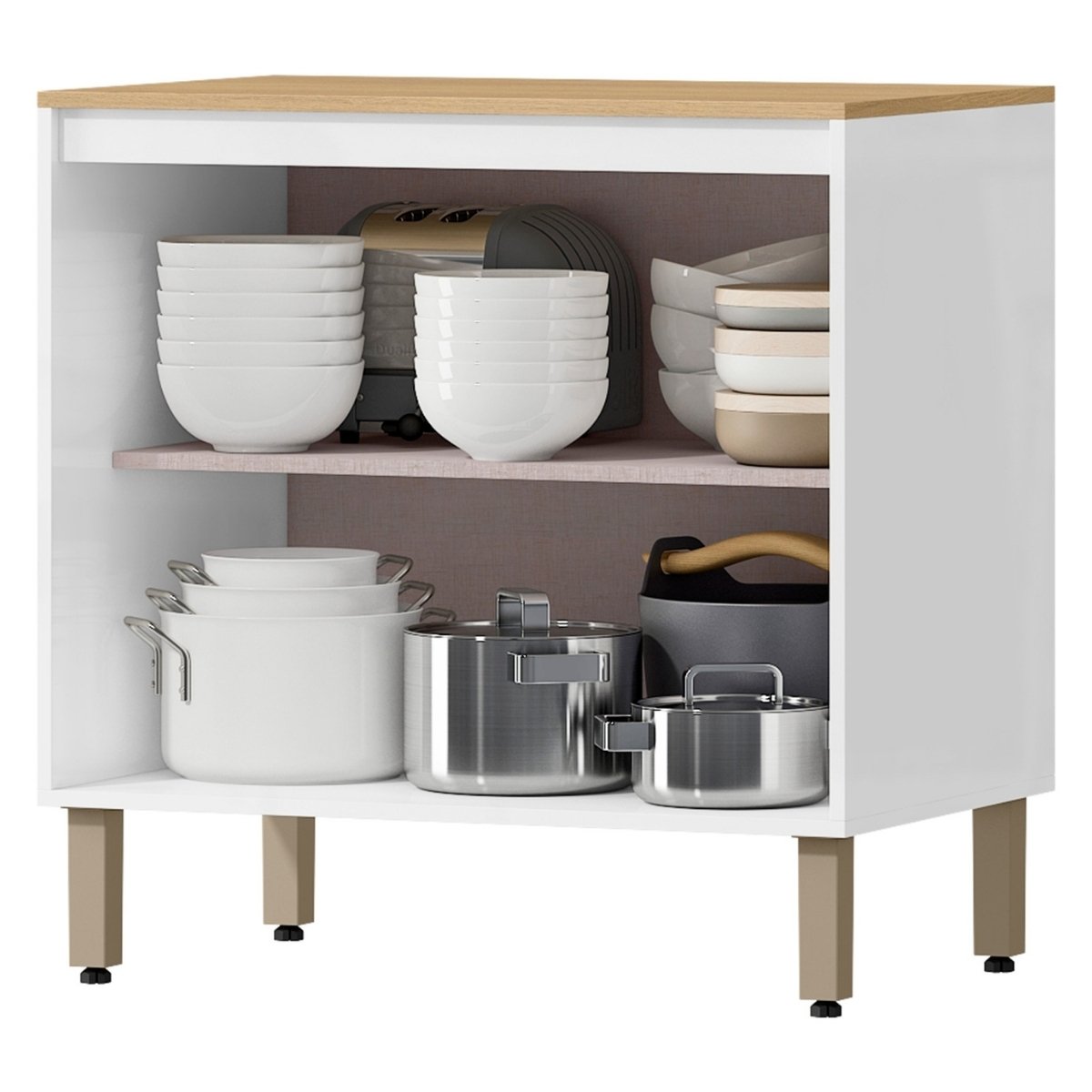 Armário Módulo de Cozinha Balcão 2 Portas - Glória Branco Neve