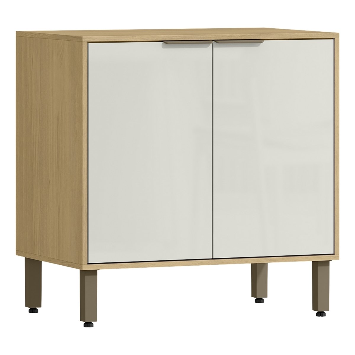 Armário Módulo de Cozinha Balcão 2 Portas - Glória Castanho/Off White