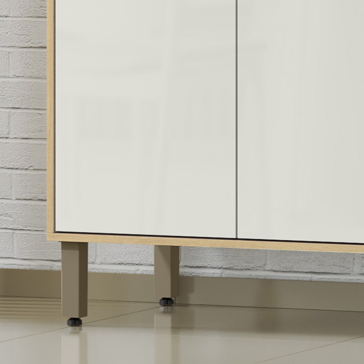Armário Módulo de Cozinha Balcão 2 Portas - Glória Castanho/Off White