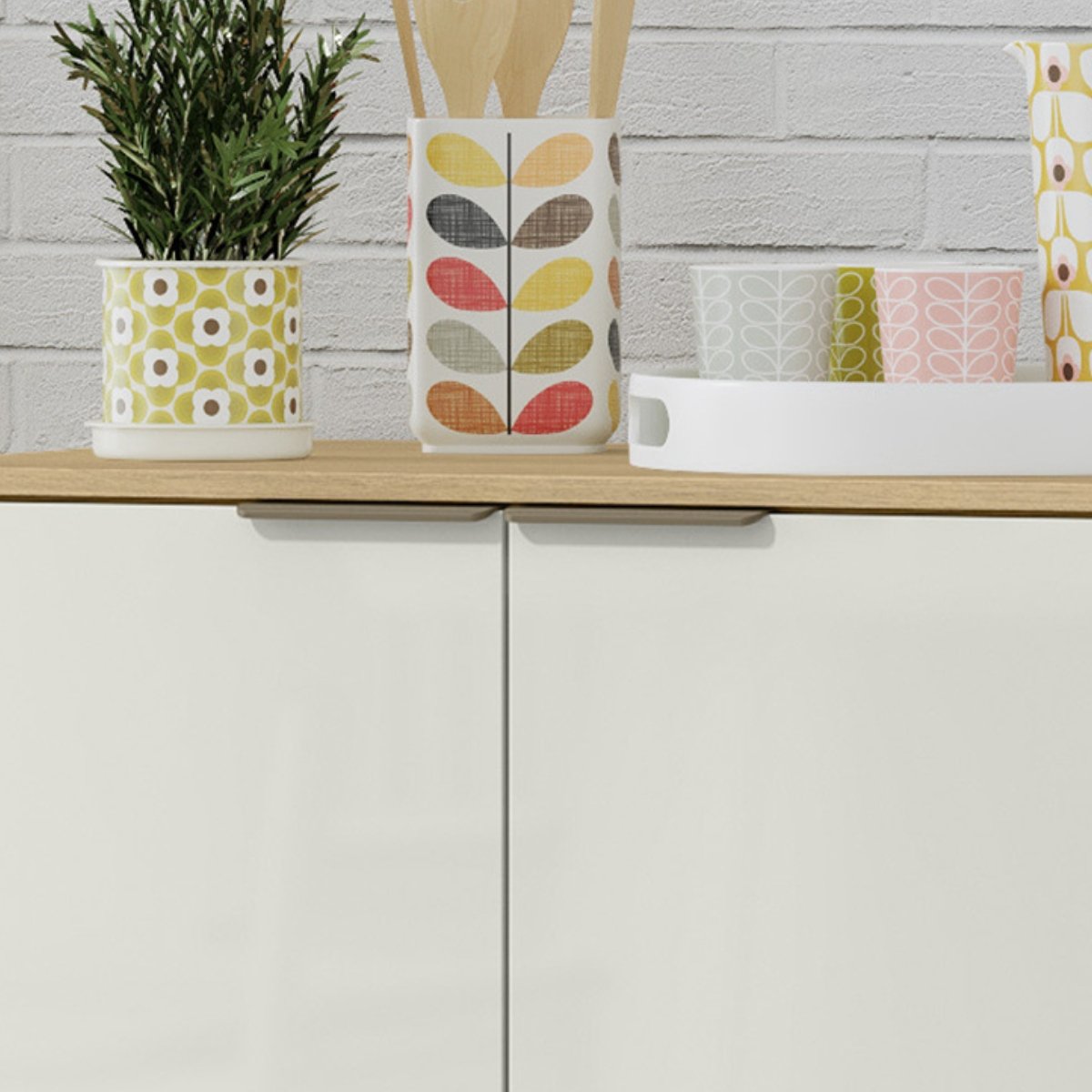 Armário Módulo de Cozinha Balcão 2 Portas - Glória Castanho/Off White