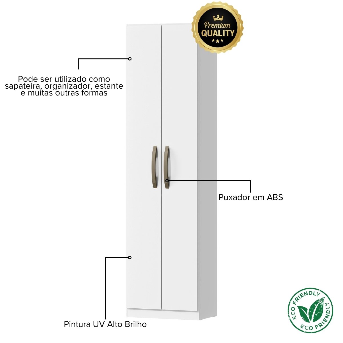 Armário Multiuso Sapateira 2 Portas - Elara Branco