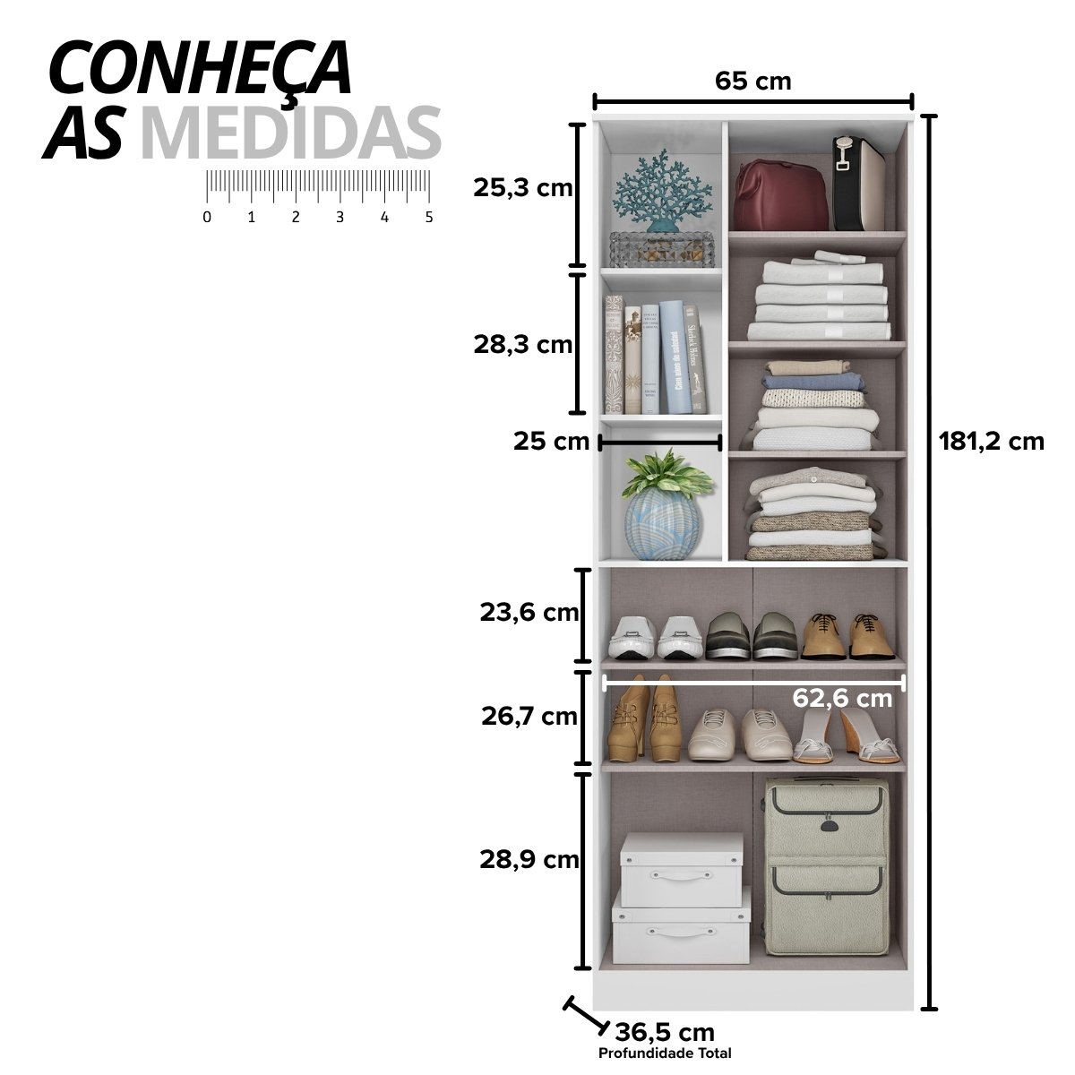 Armário Multiuso Sapateira 2 Portas - Lince Branco