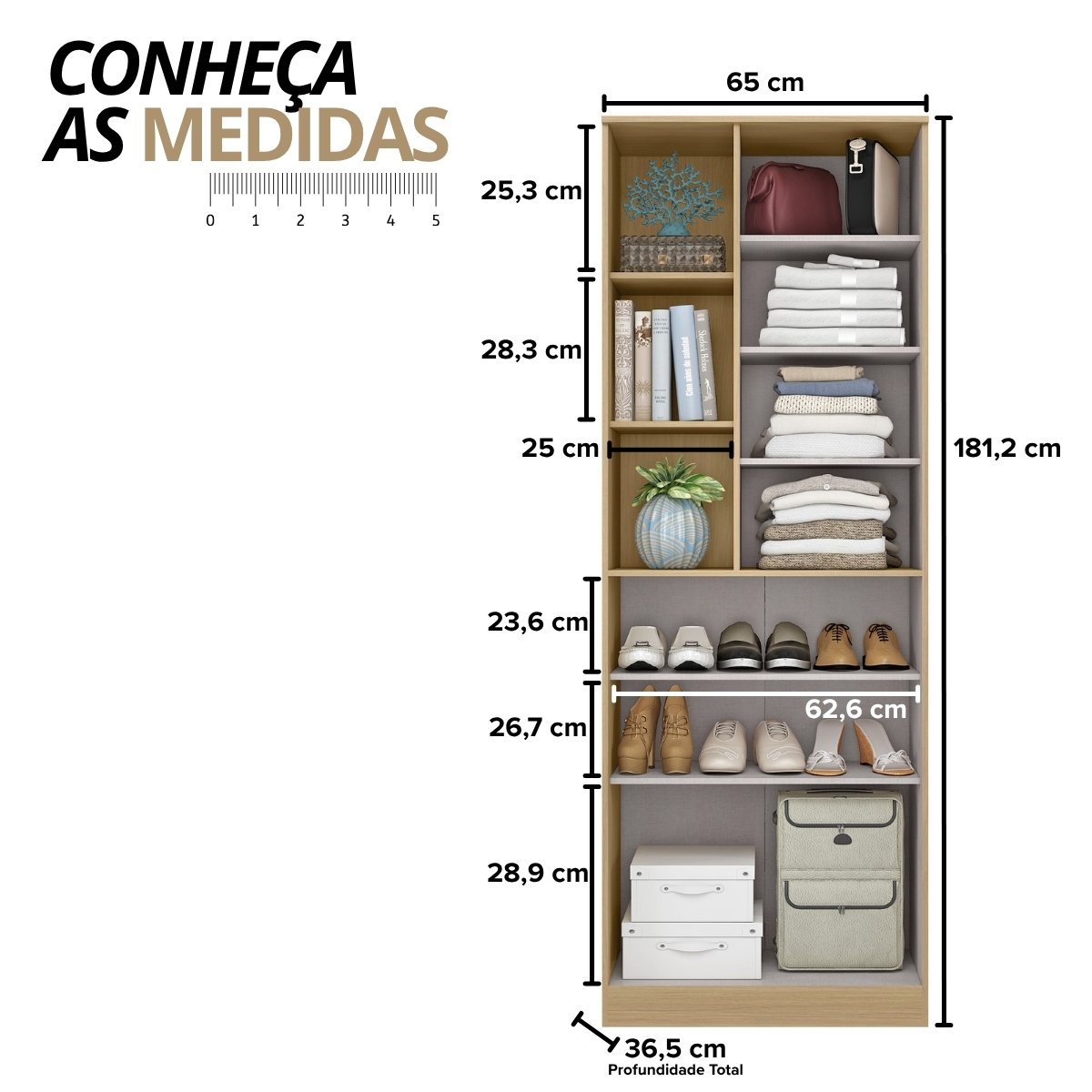 Armário Multiuso Sapateira 2 Portas - Lince Castanho