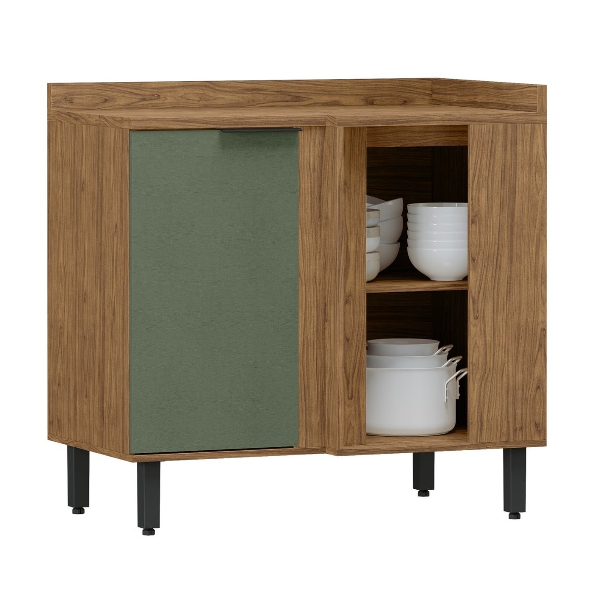 Balcão de Canto Reto Módulo de Cozinha 1 Porta - Toscana Freijó/Jade
