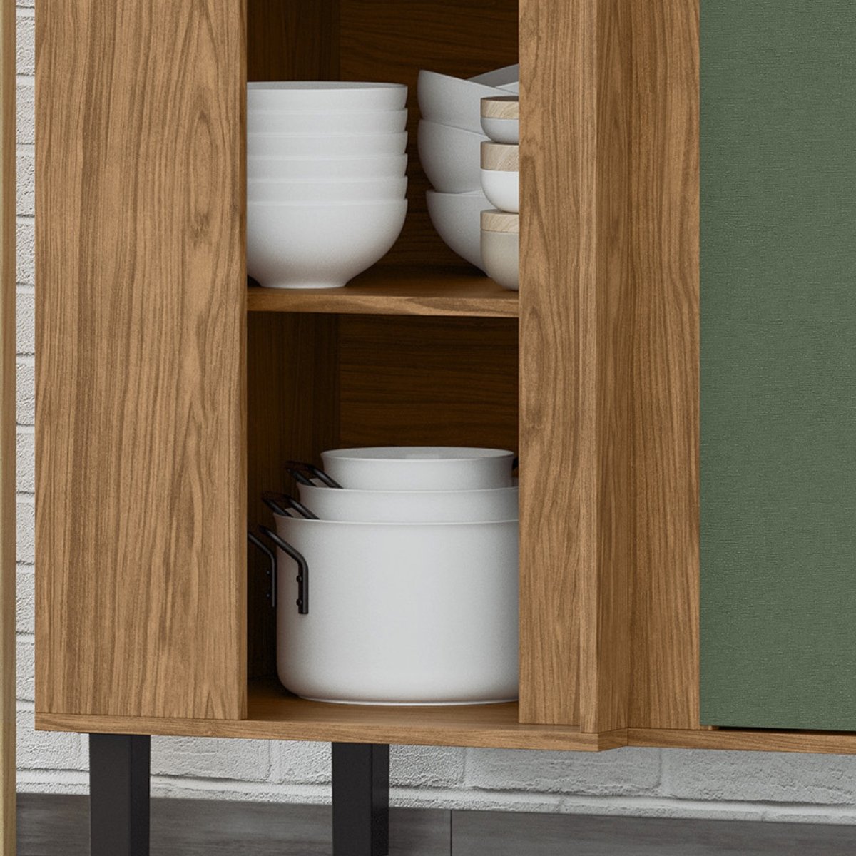 Balcão de Canto Reto Módulo de Cozinha 1 Porta - Toscana Freijó/Jade