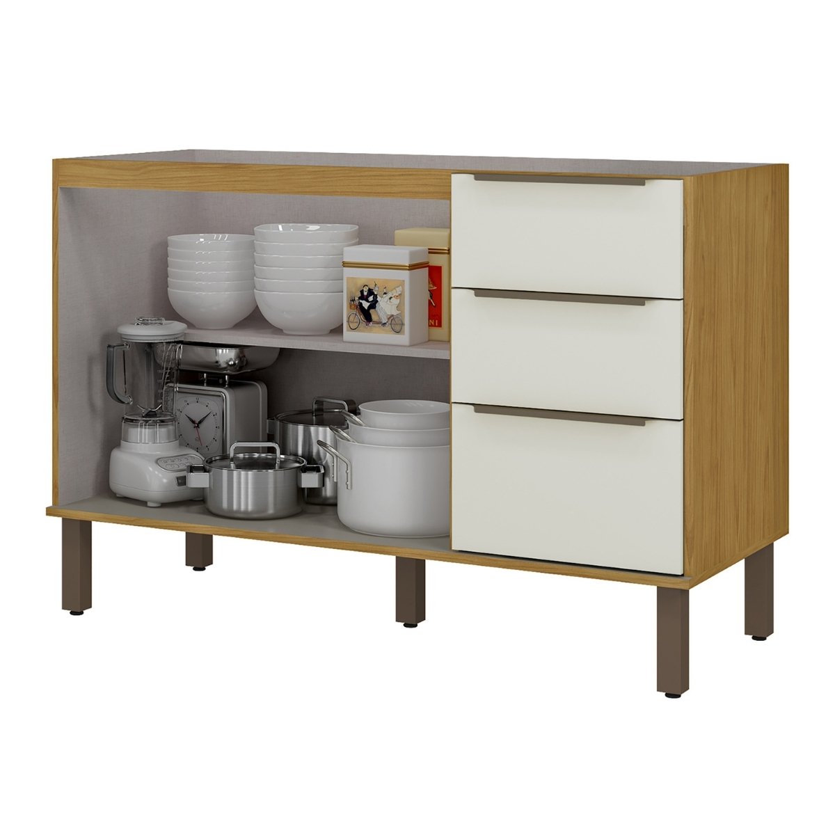 Balcão de Cozinha para Pia 120cm (sem cuba) - Verace Marrocos/Off White