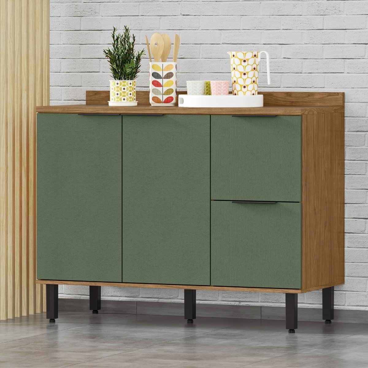 Balcão para Pia Módulo de Cozinha 120cm - Toscana Freijó/Jade