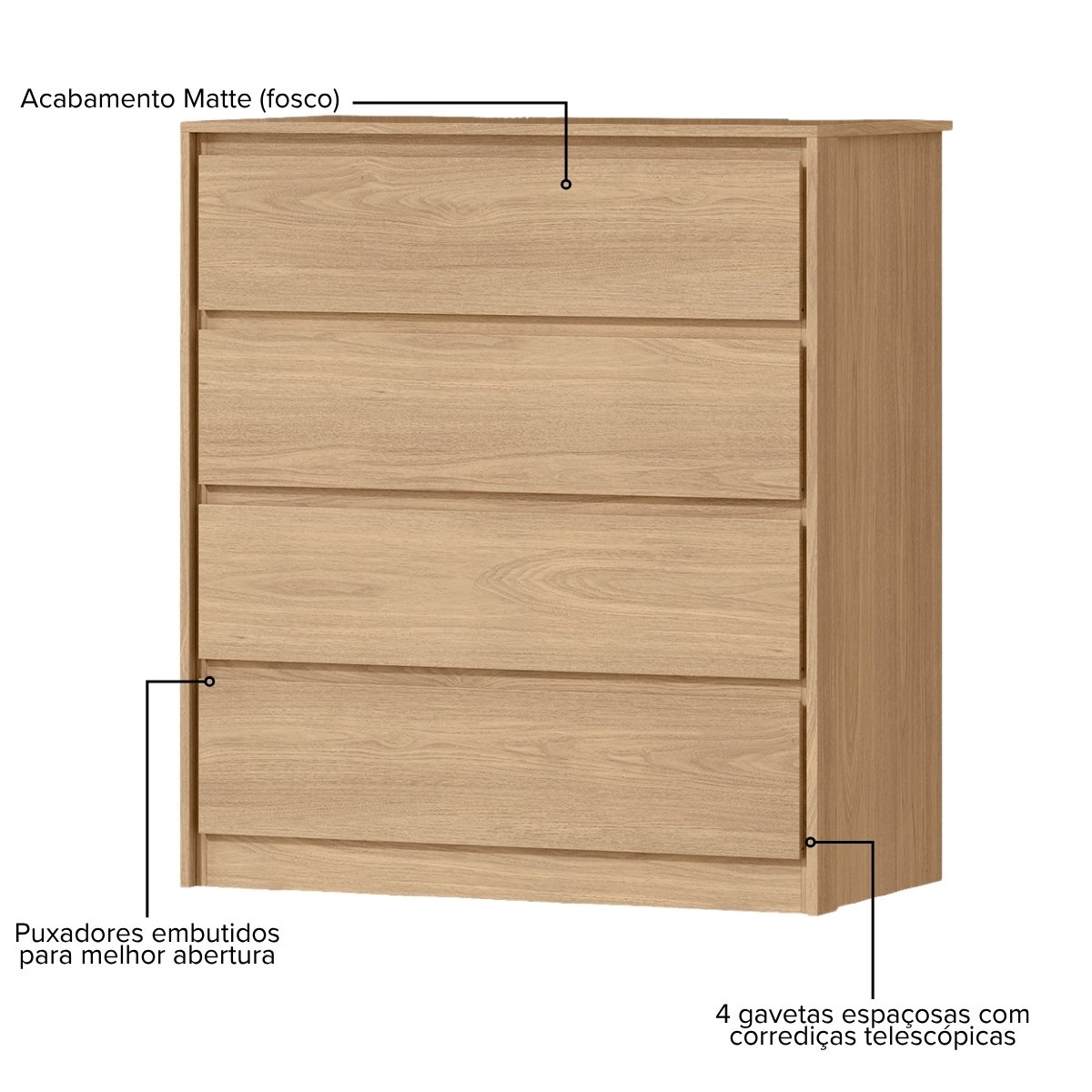 Cômoda para Quarto 4 Gavetas - Carla Castanho