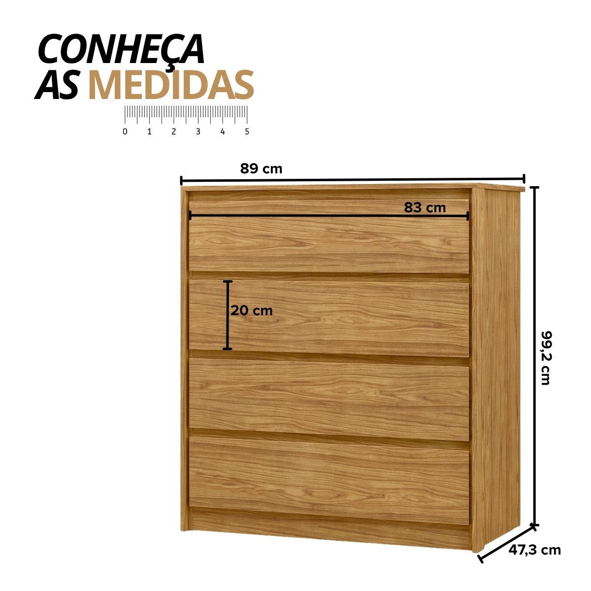 Cômoda para Quarto 4 Gavetas - Carla Marrocos