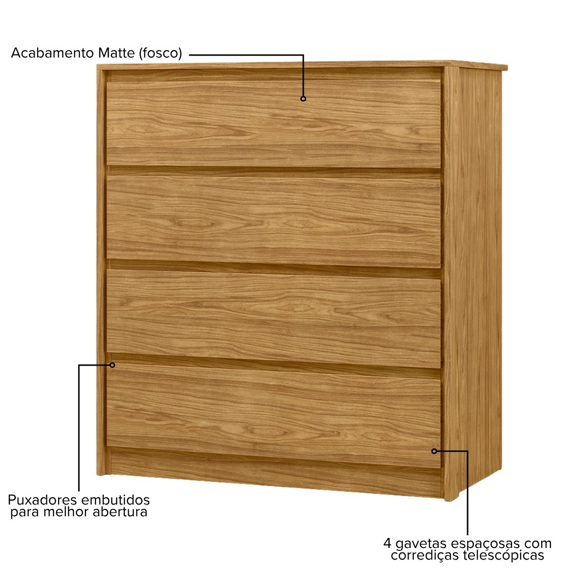 Cômoda para Quarto 4 Gavetas - Carla Marrocos
