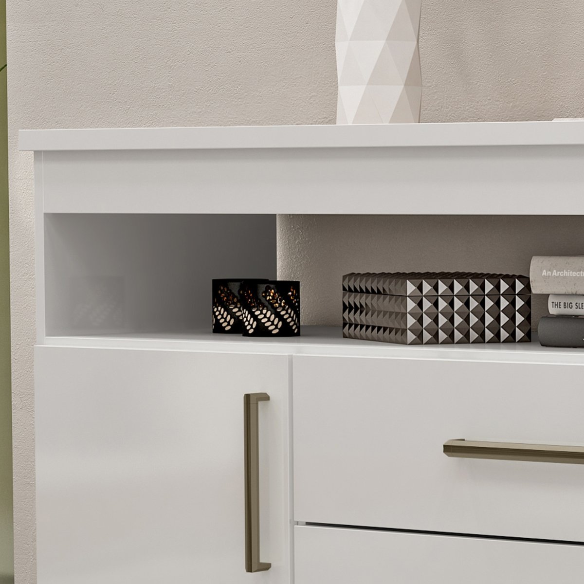 Cômoda para Quarto 4 Gavetas 2 Portas - Oslo Branco