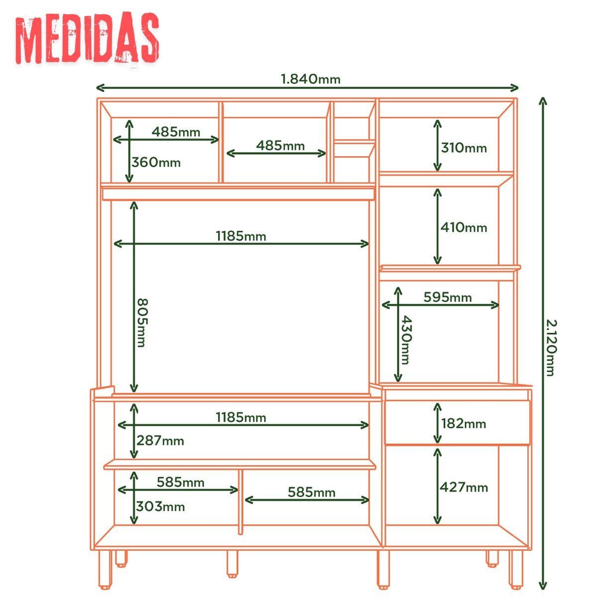Cozinha Compacta com Torre Quente 4 Portas - Cloe Castanho/Off White